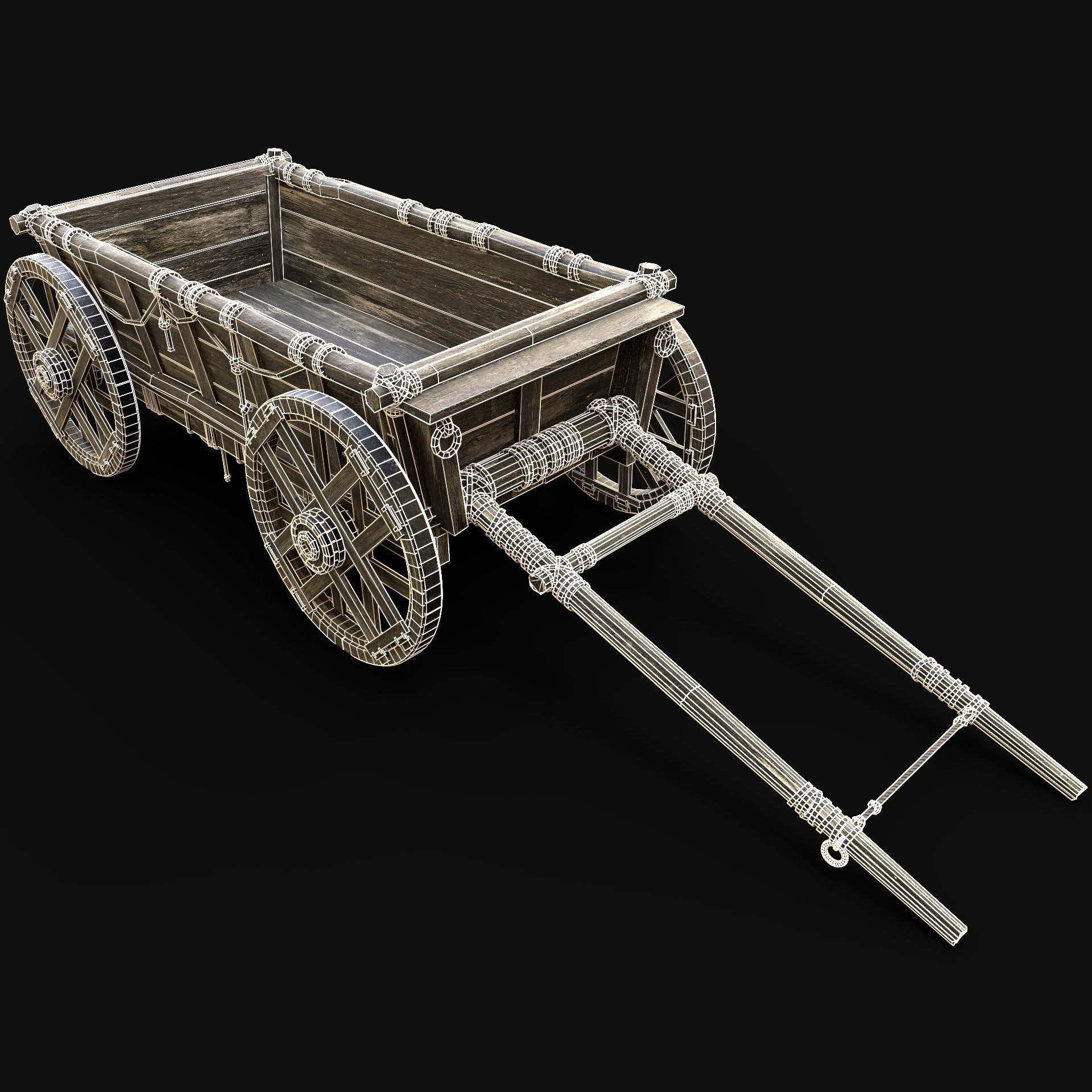 CART WAGON HORSE CAR CARGO WOODEN MEDIEVAL PACK COLLECTION _10