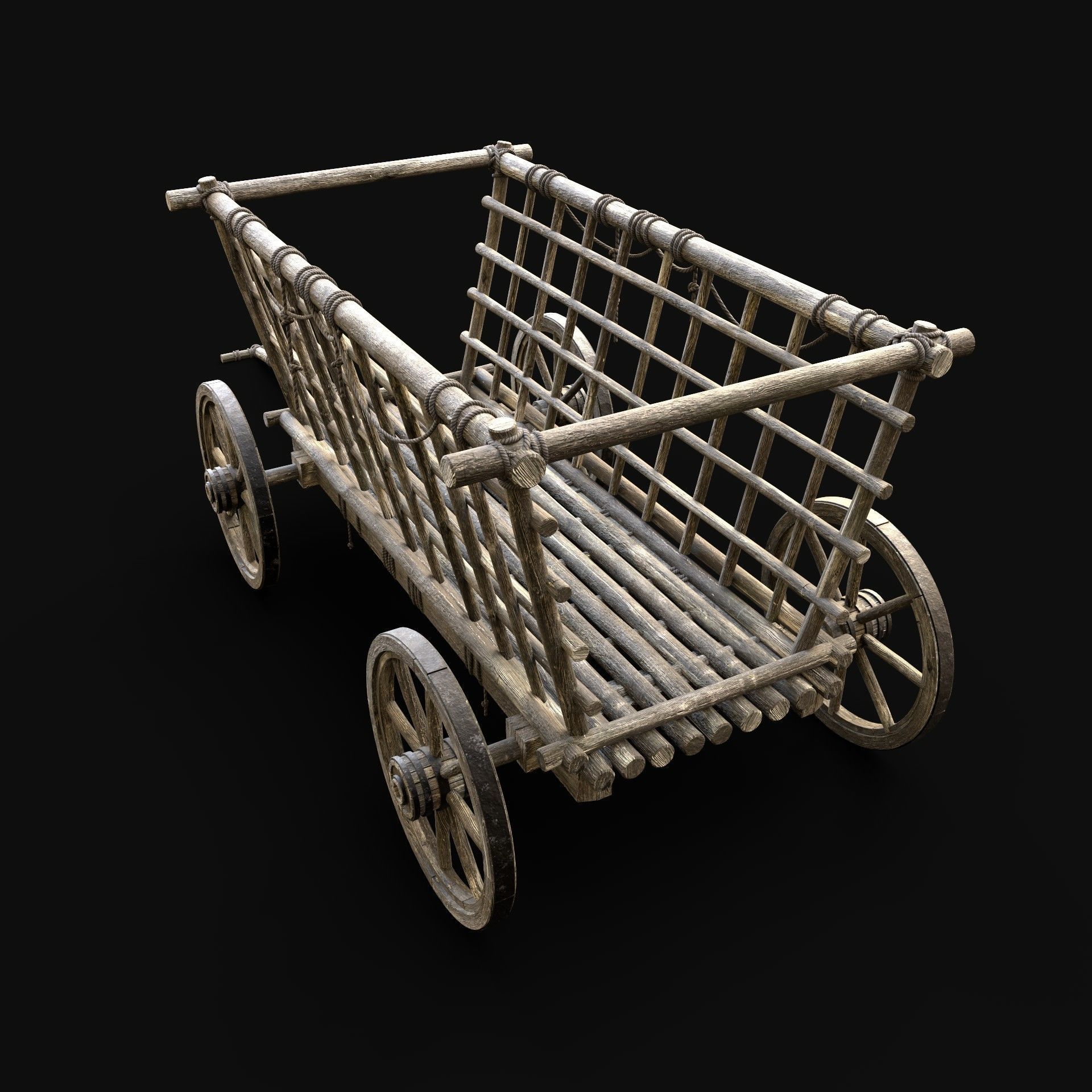 CART WAGON HORSE CAR CARGO WOODEN MEDIEVAL PACK COLLECTION _22