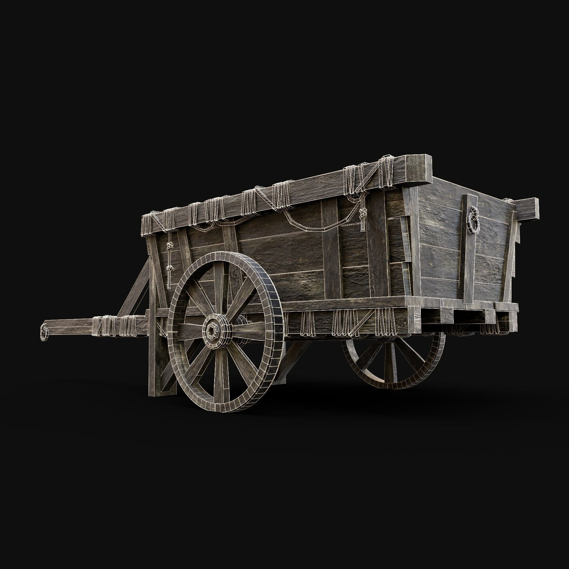 CART WAGON HORSE CAR CARGO WOODEN MEDIEVAL PACK COLLECTION _36