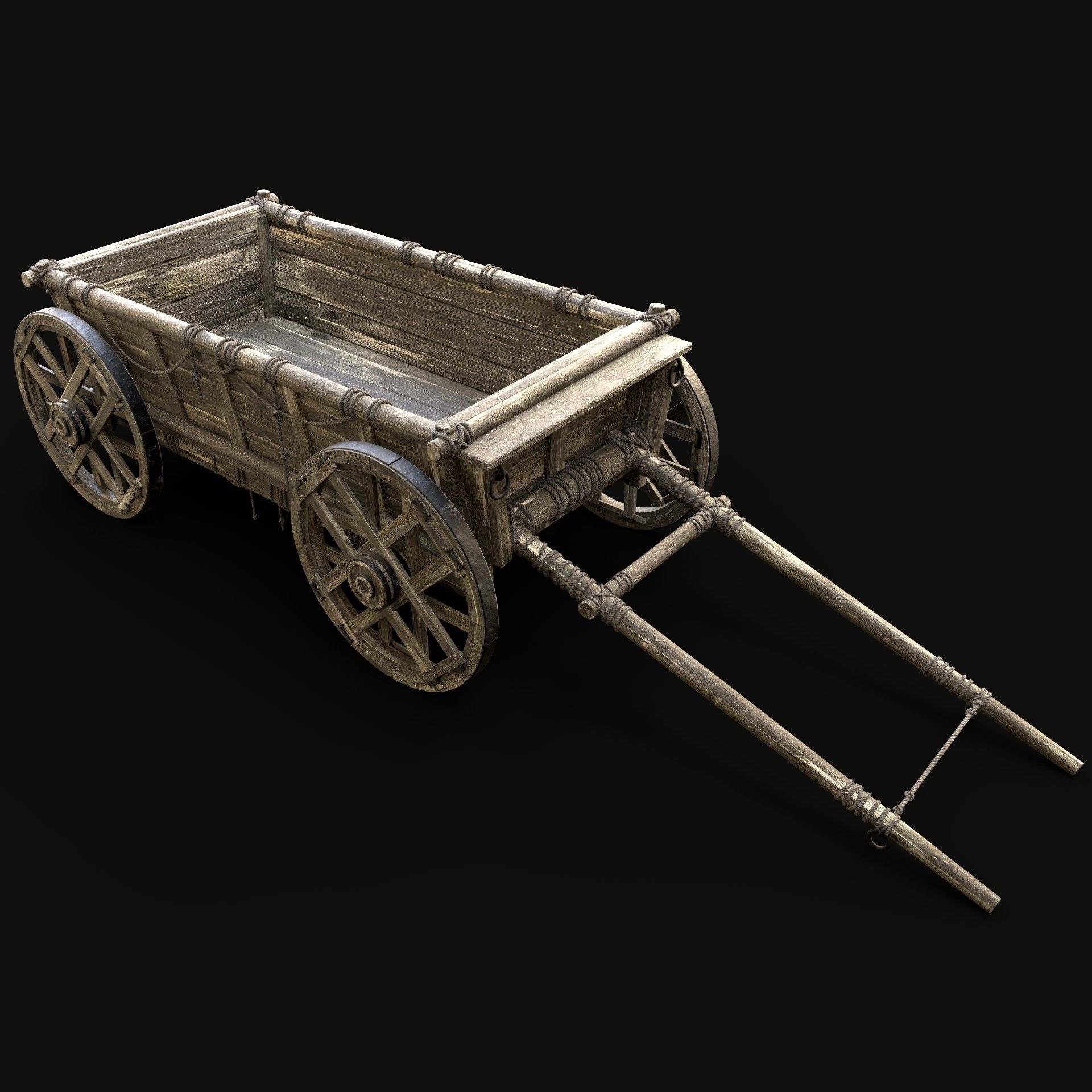 CART WAGON HORSE CAR CARGO WOODEN MEDIEVAL PACK COLLECTION _6
