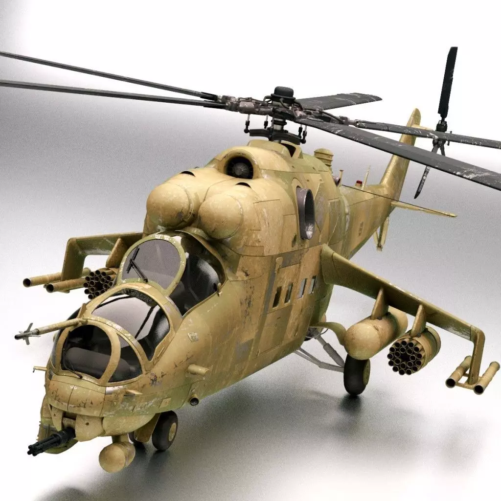 Mi 24 Helicopter  Rigged  With Rigged Control Panel 3D model_0