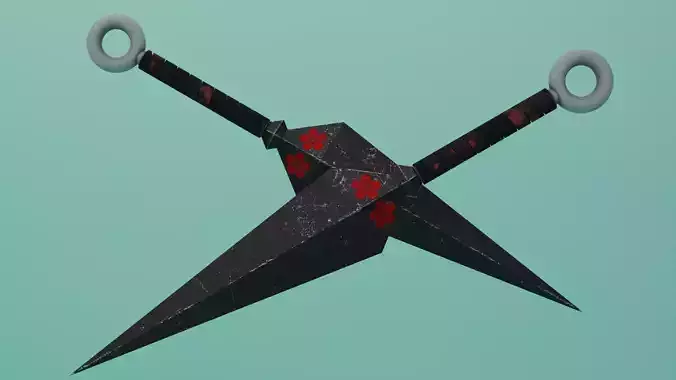 Black Steel Kunai Game Ready Low Poly PBR Japanase Weapon Low-poly 3D model