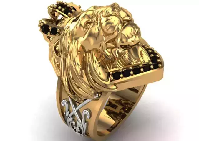 king lion ring with stone 