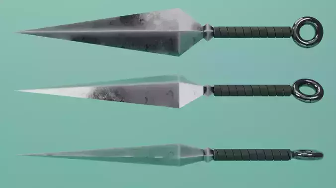 Aluminum-Steel Kunai Low Poly PBR Design Ready For Games Low-poly 3D model