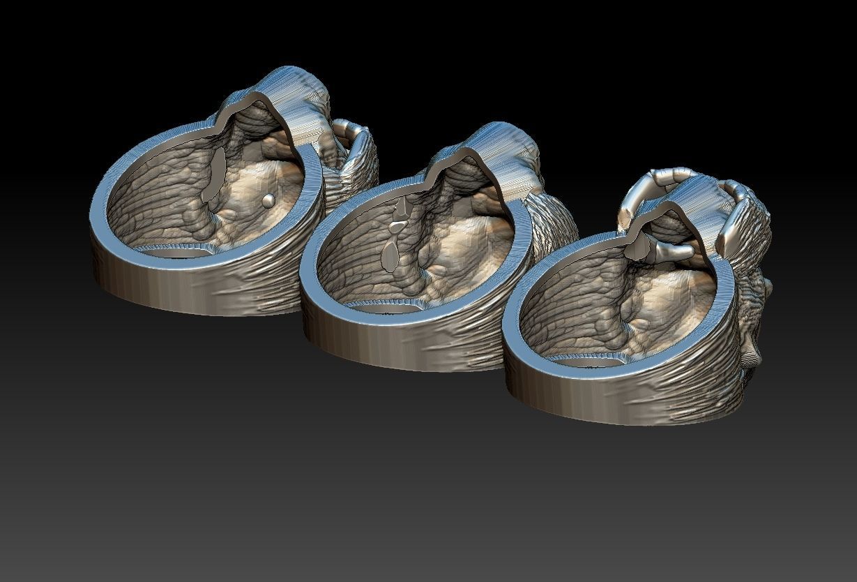 Gorillas No Evil Ring 3D print model_8