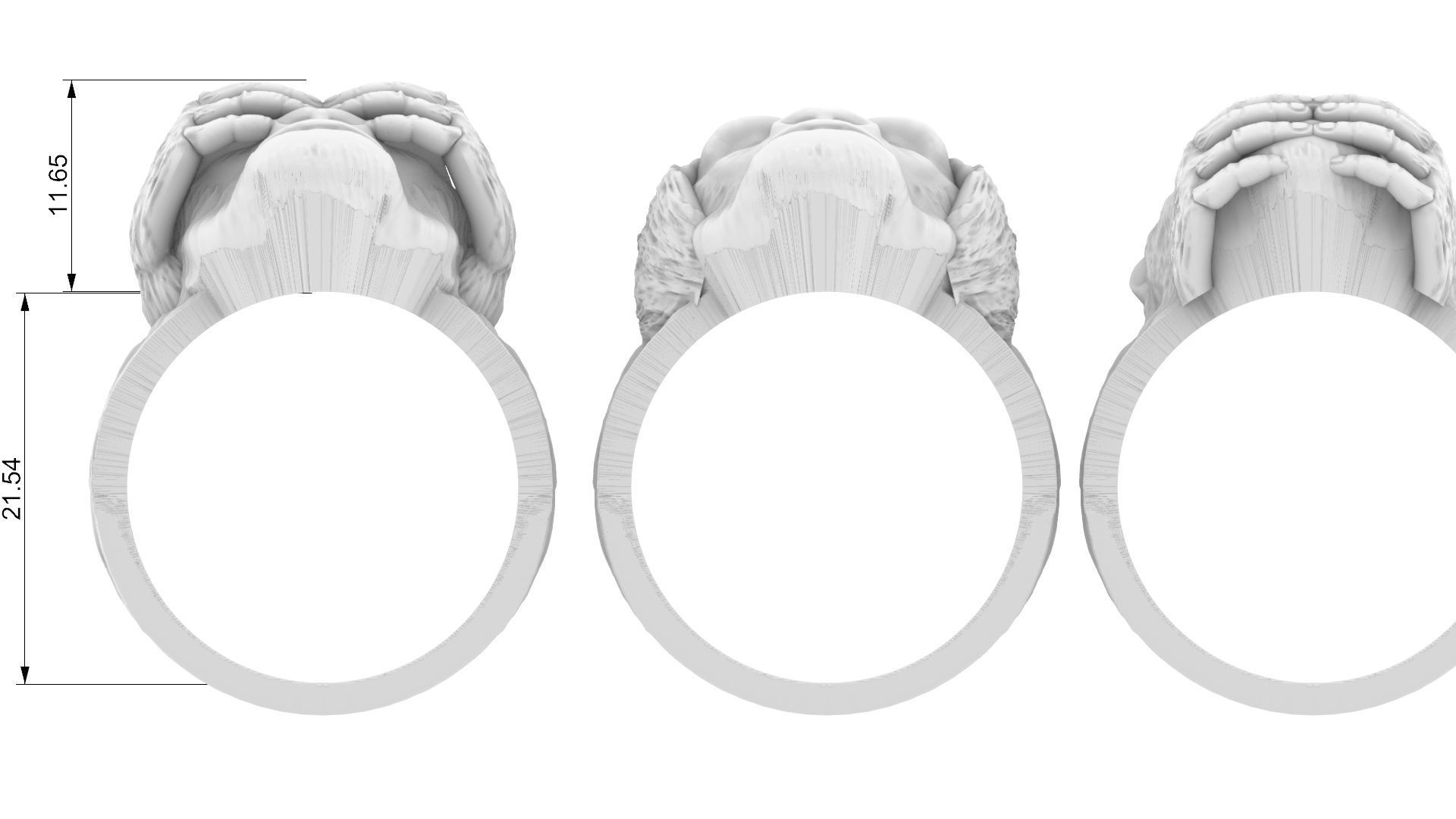 Gorillas No Evil Ring 3D print model_13
