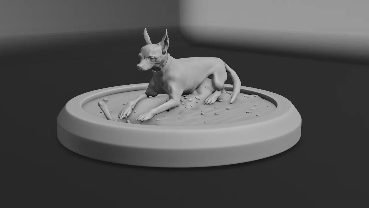 Printable pinscher statue 3D print model