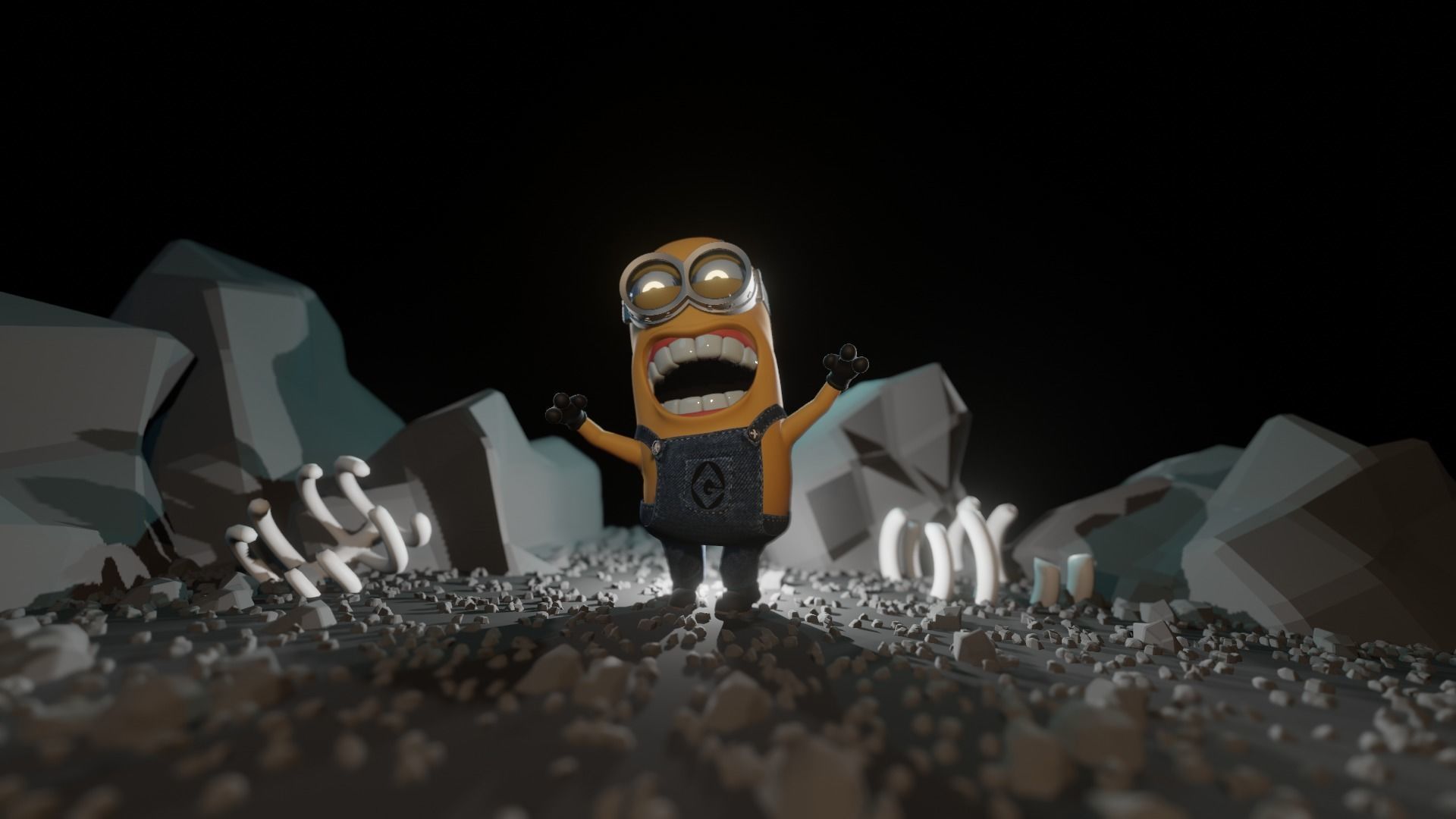 Kevin Minion rigged and textured 3D model_2