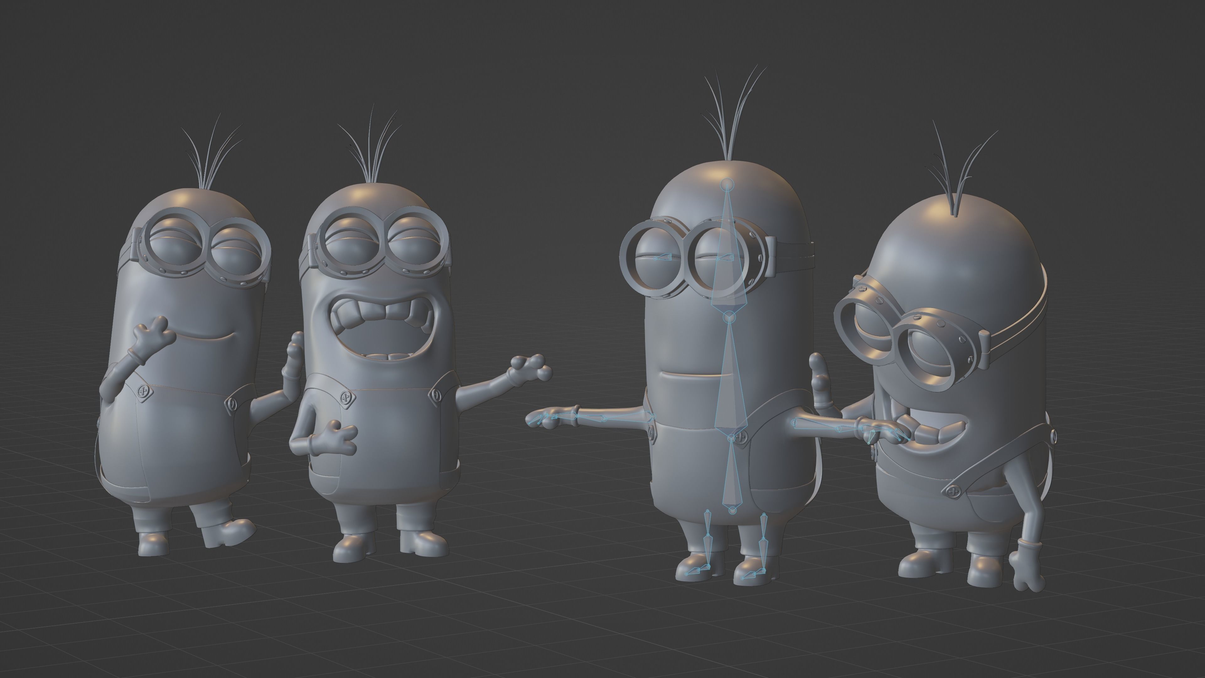 Kevin Minion rigged and textured 3D model_9
