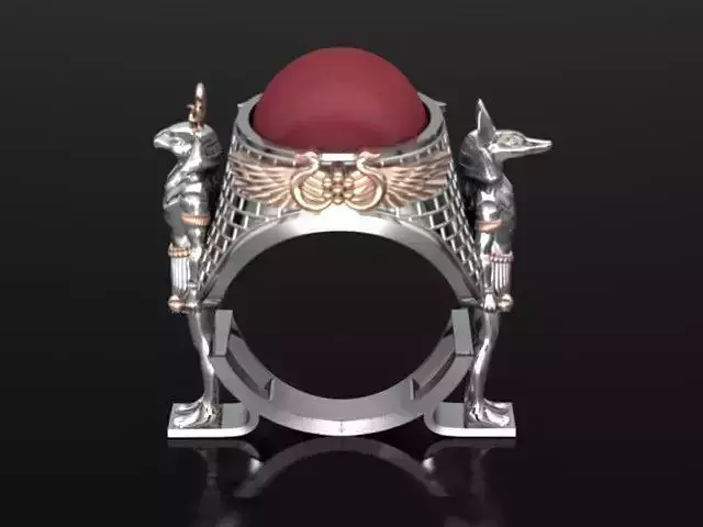 Anubis and Horus Pharaonic ring