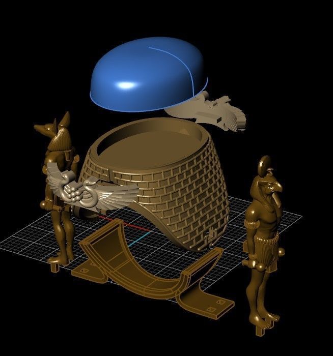 Anubis and Horus Pharaonic ring 3D print model_4