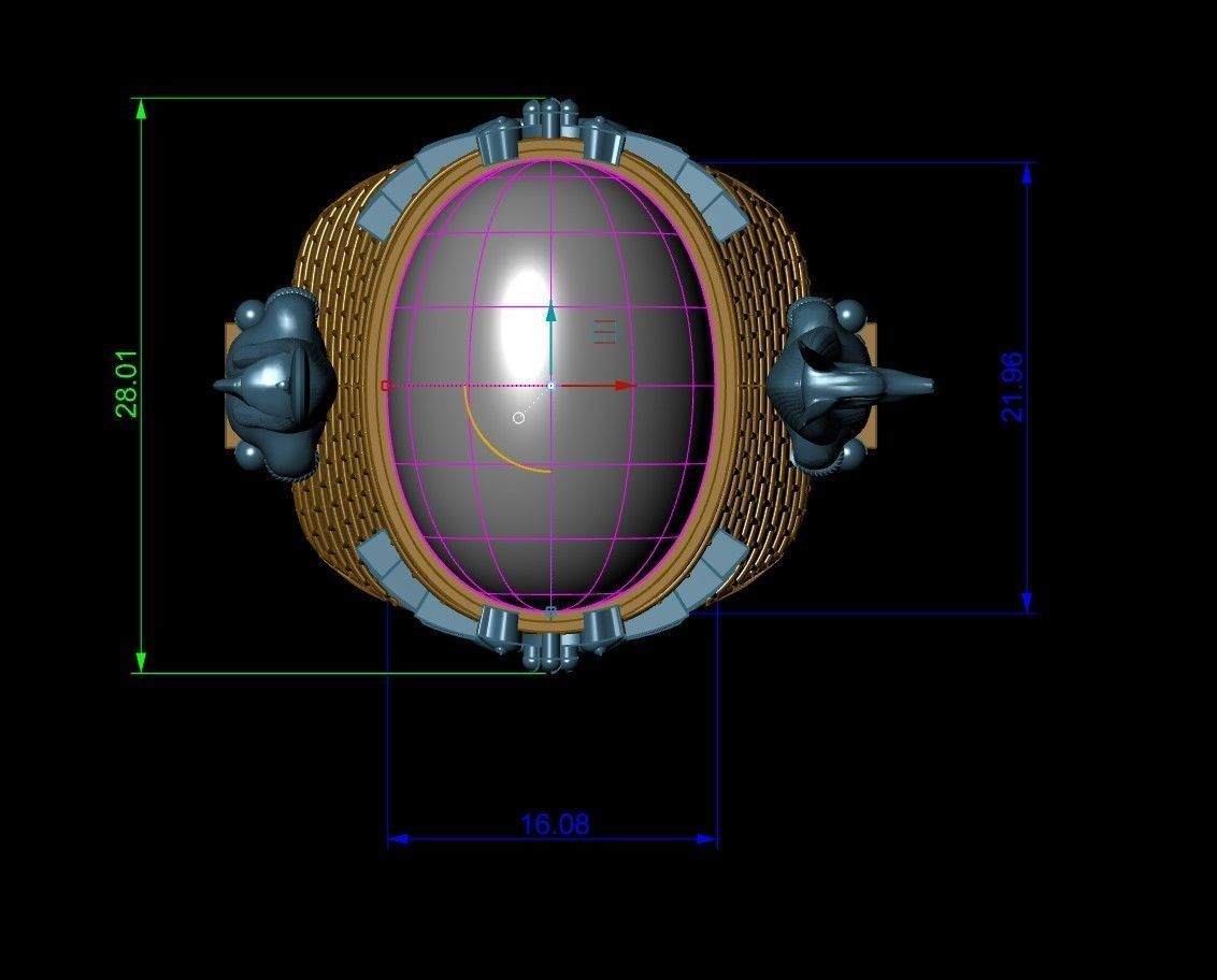 Anubis and Horus Pharaonic ring 3D print model_7