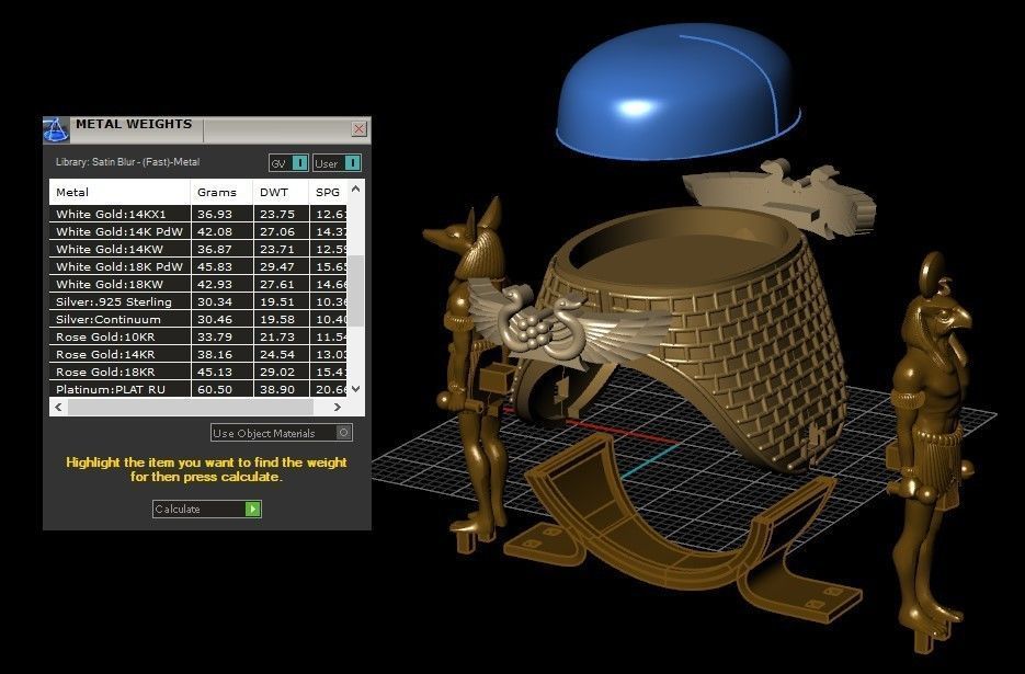 Anubis and Horus Pharaonic ring 3D print model_2