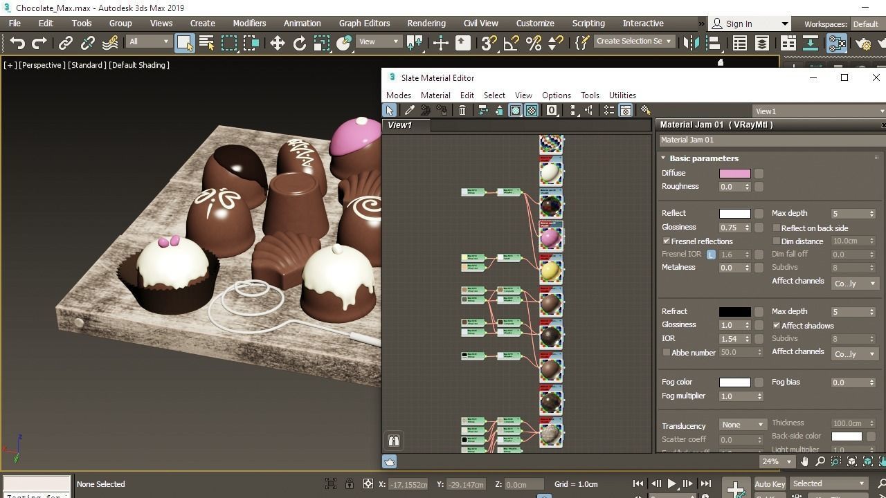 Chocolate Set assortment of chocolates on wooden tray 3D model_5