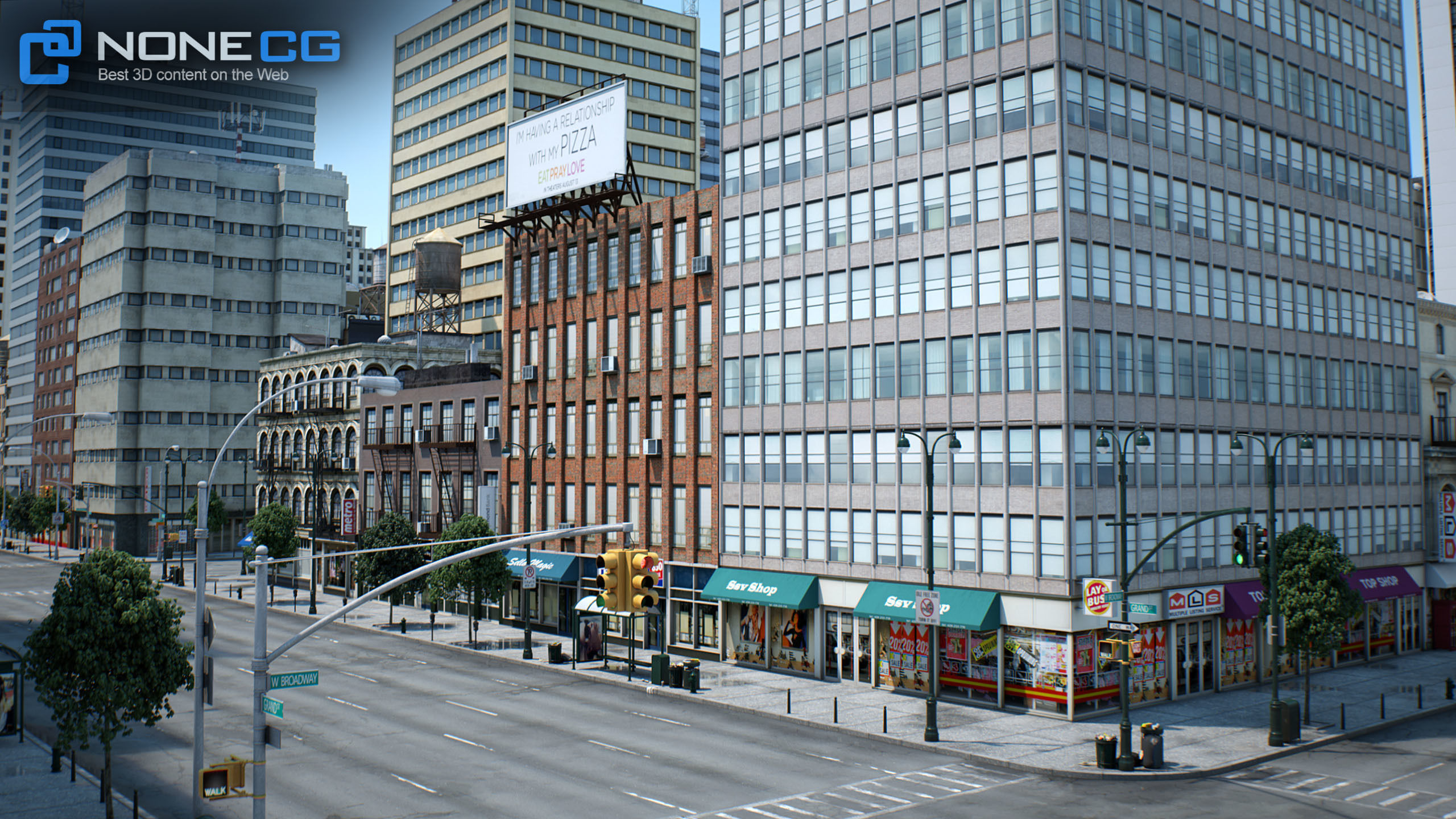 NYC - 4 Blocks - 31 Buildings V2 Low-poly 3D model_36