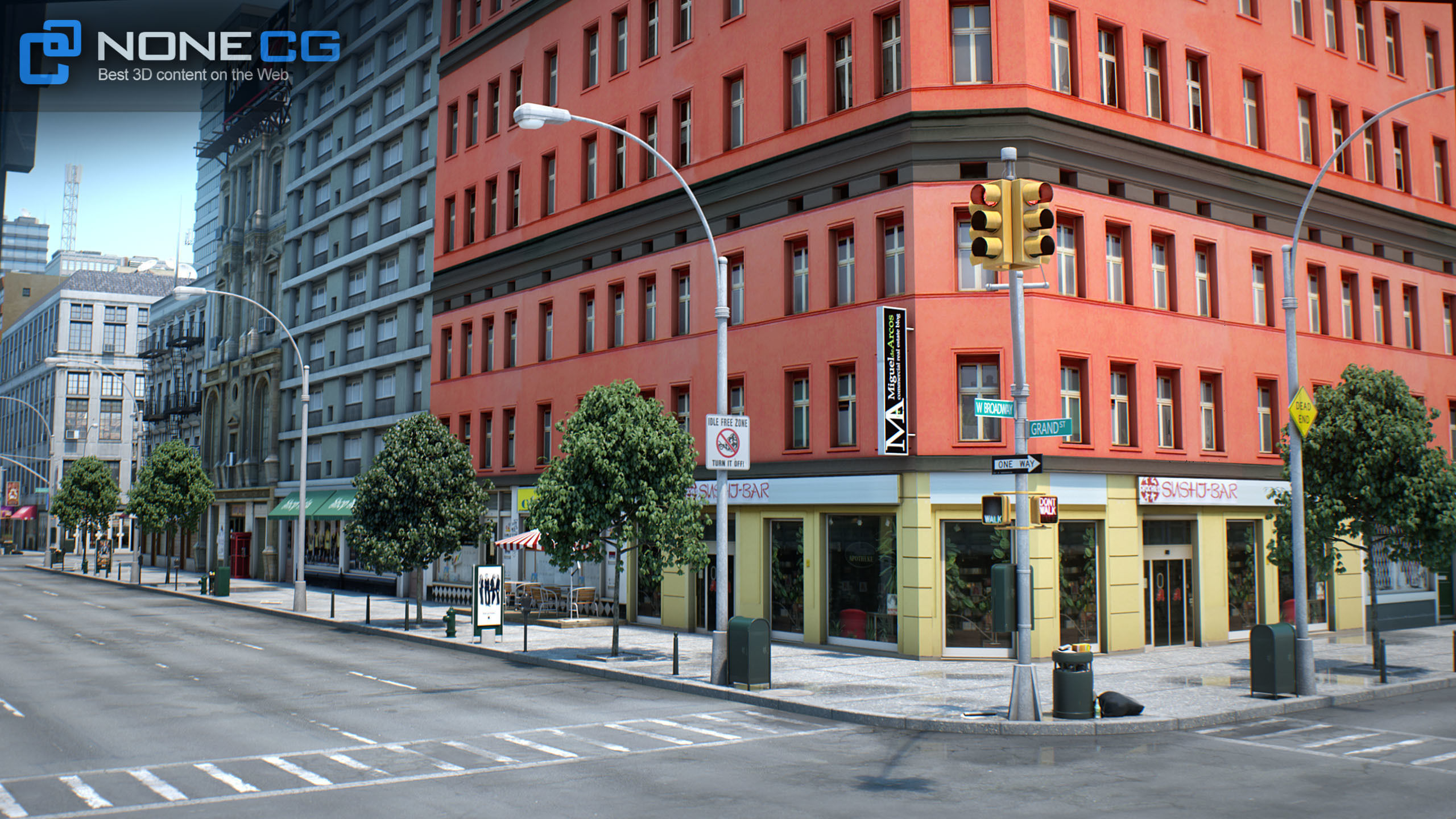 NYC - 4 Blocks - 31 Buildings V2 Low-poly 3D model_23