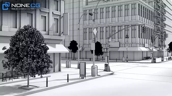 New York - 4 Blocks - 31 Buildings V2 Low-poly 3D model 5
