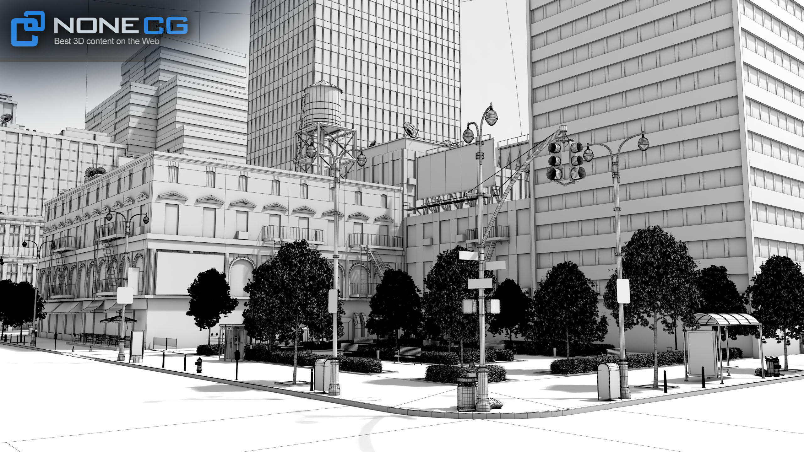 NYC - 4 Blocks - 31 Buildings V2 Low-poly 3D model_2