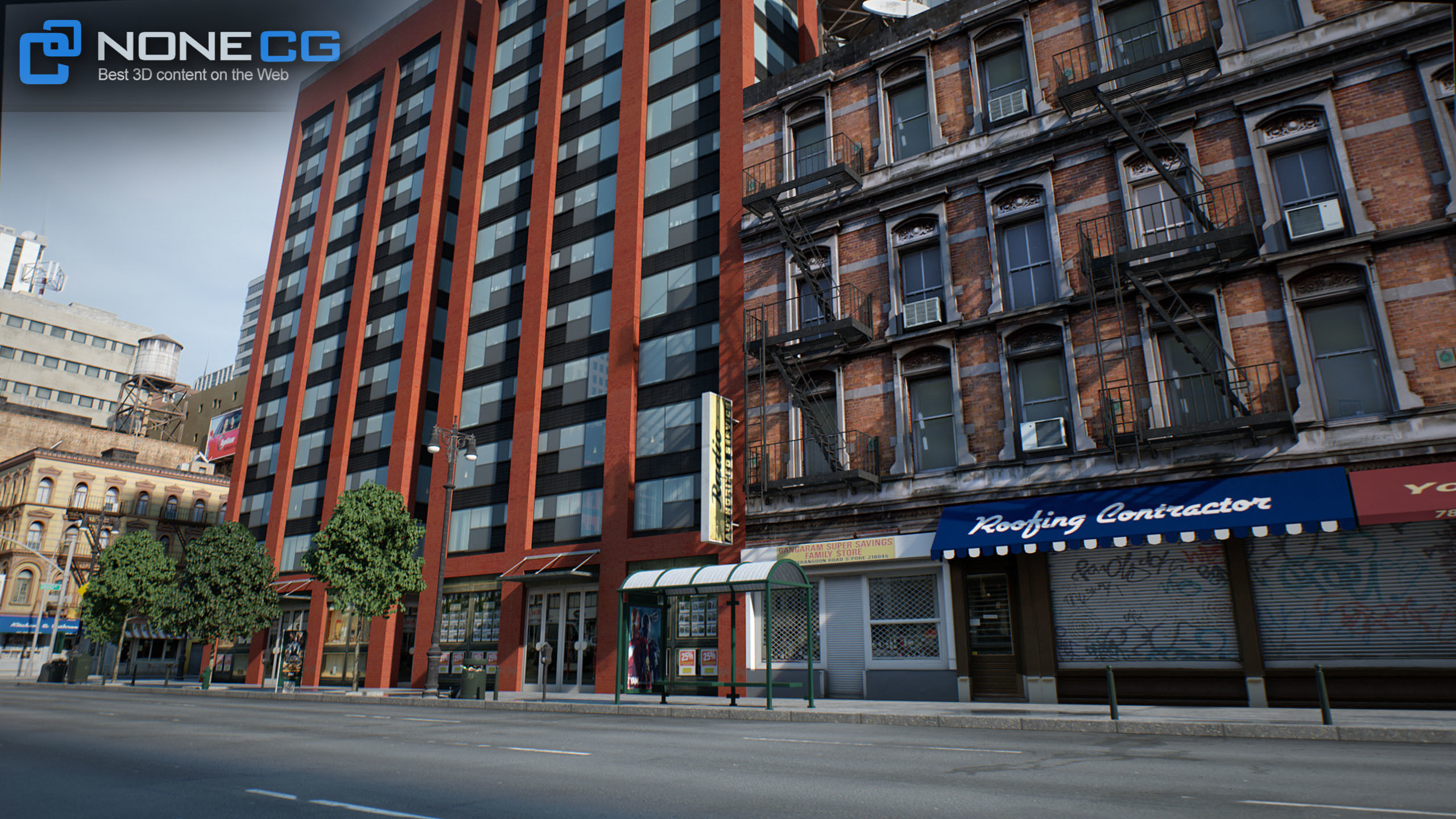 NYC - 4 Blocks - 31 Buildings V2 Low-poly 3D model_28