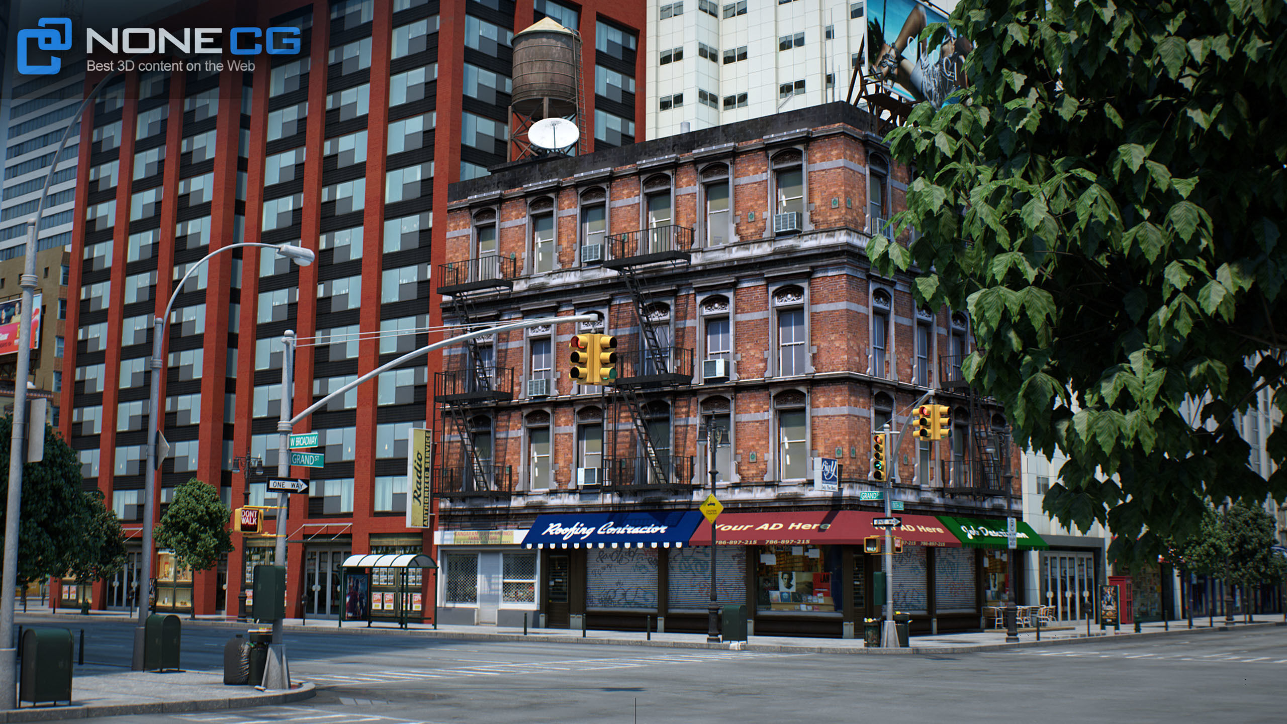 NYC - 4 Blocks - 31 Buildings V2 Low-poly 3D model_9