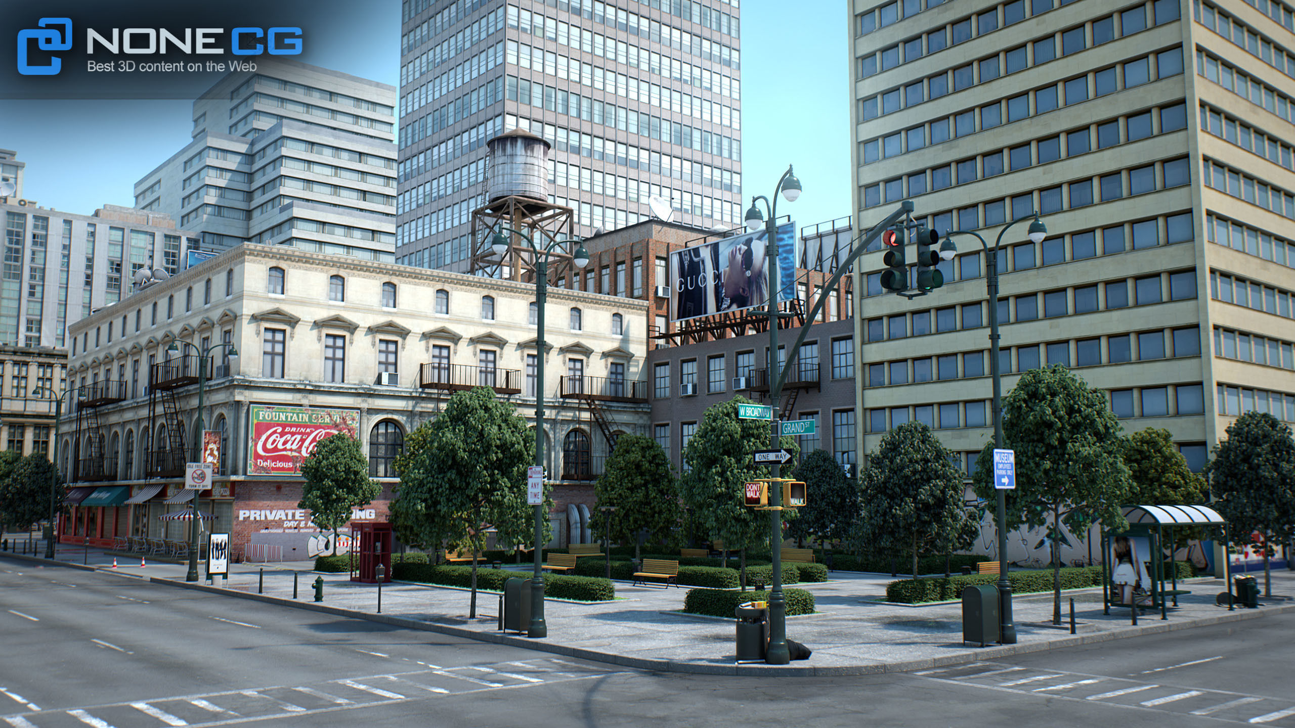 NYC - 4 Blocks - 31 Buildings V2 Low-poly 3D model_1