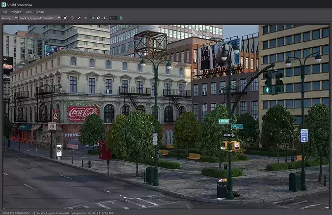 New York - 4 Blocks - 31 Buildings V2 Low-poly 3D model 7