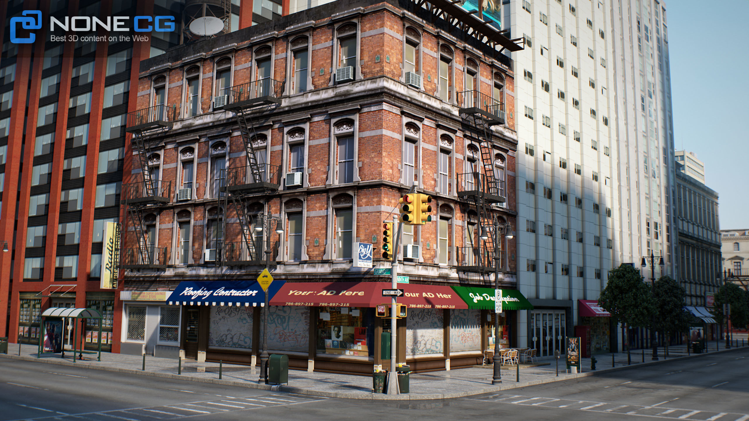 NYC - 4 Blocks - 31 Buildings V2 Low-poly 3D model_32