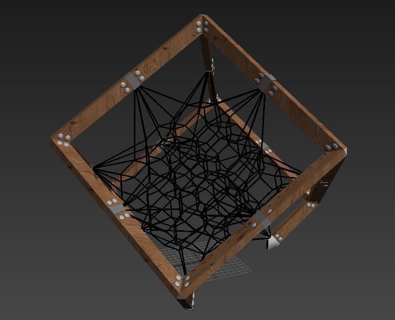 Fashion Cubic shape honeycomb climbing net playground equipment 3D model_3
