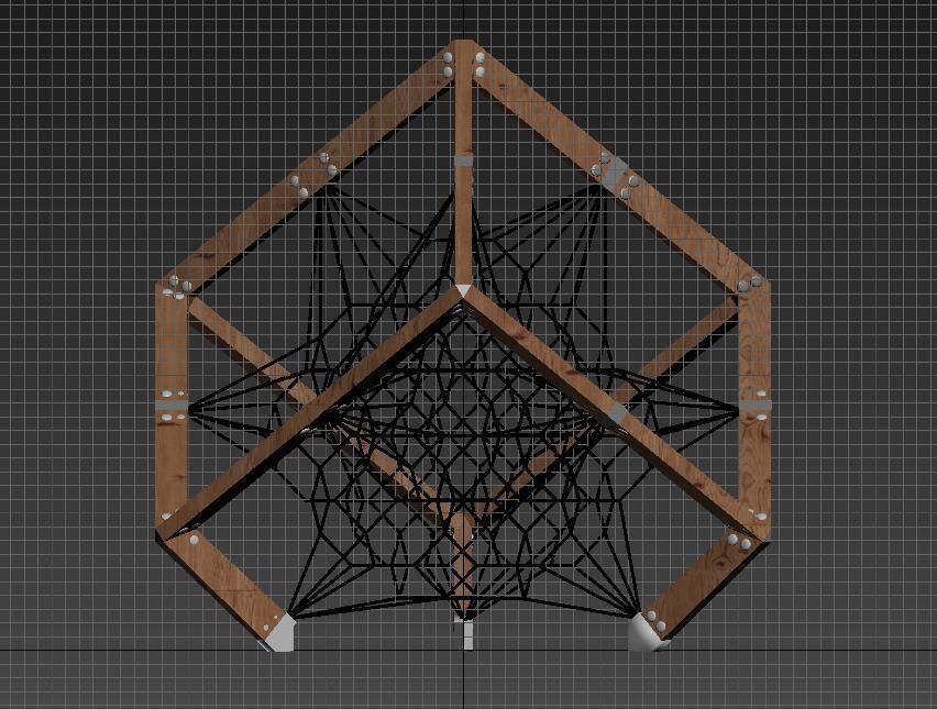 Fashion Cubic shape honeycomb climbing net playground equipment 3D model_5