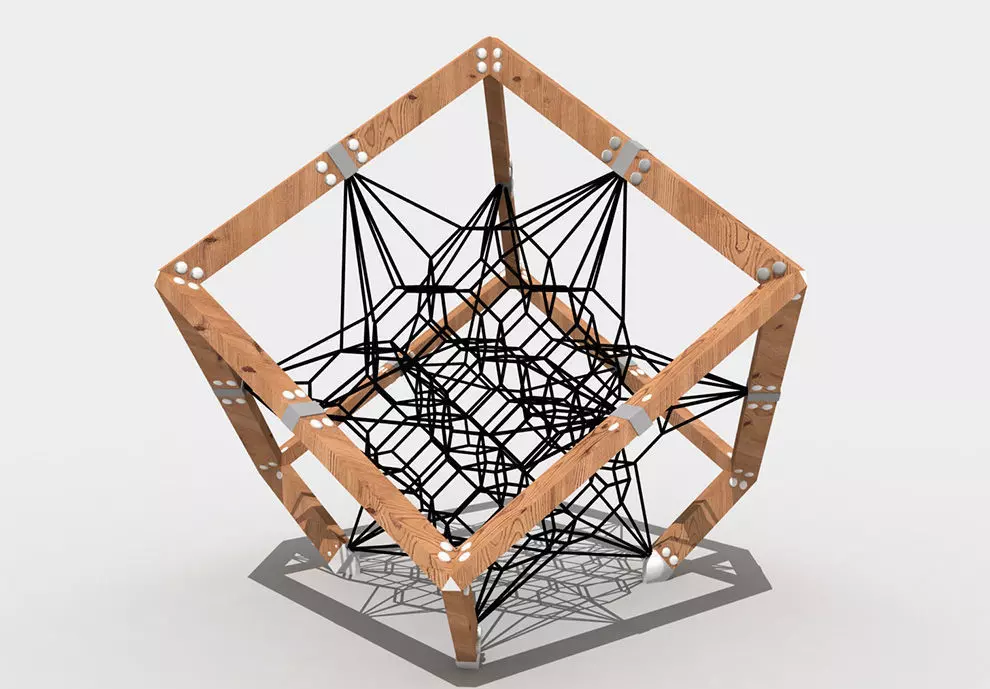 Fashion Cubic shape honeycomb climbing net playground equipment 3D model_0