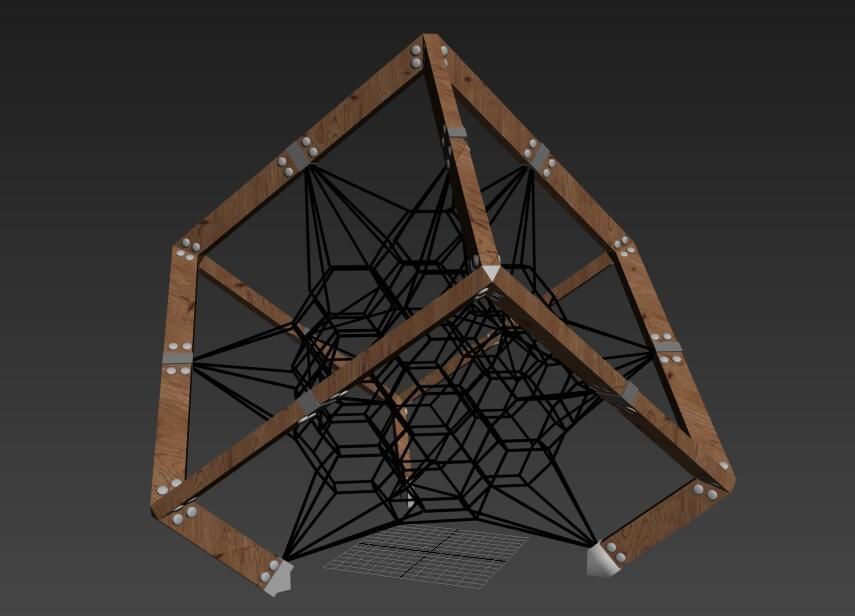 Fashion Cubic shape honeycomb climbing net playground equipment 3D model_2