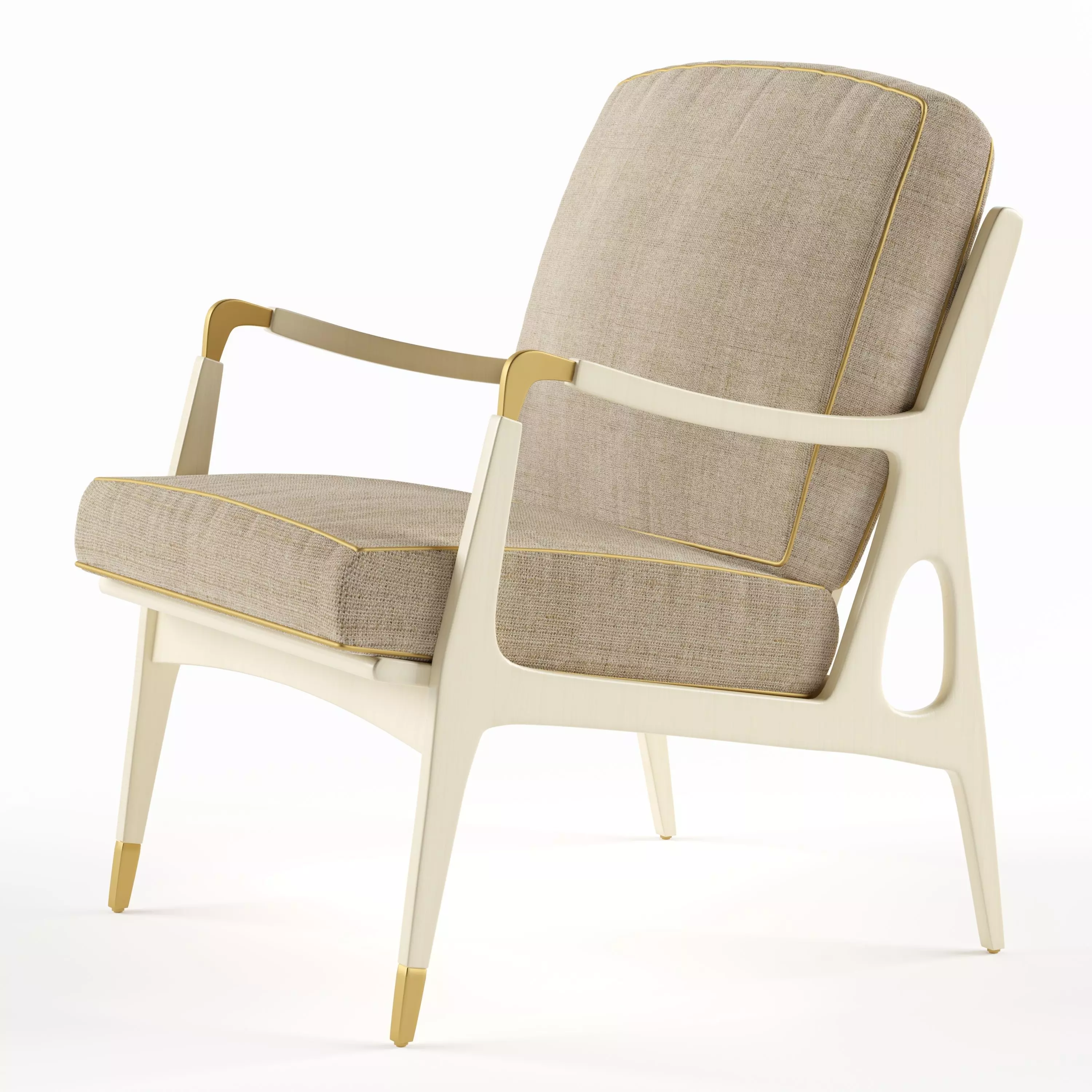 Cream cloth armchair 3D model_0