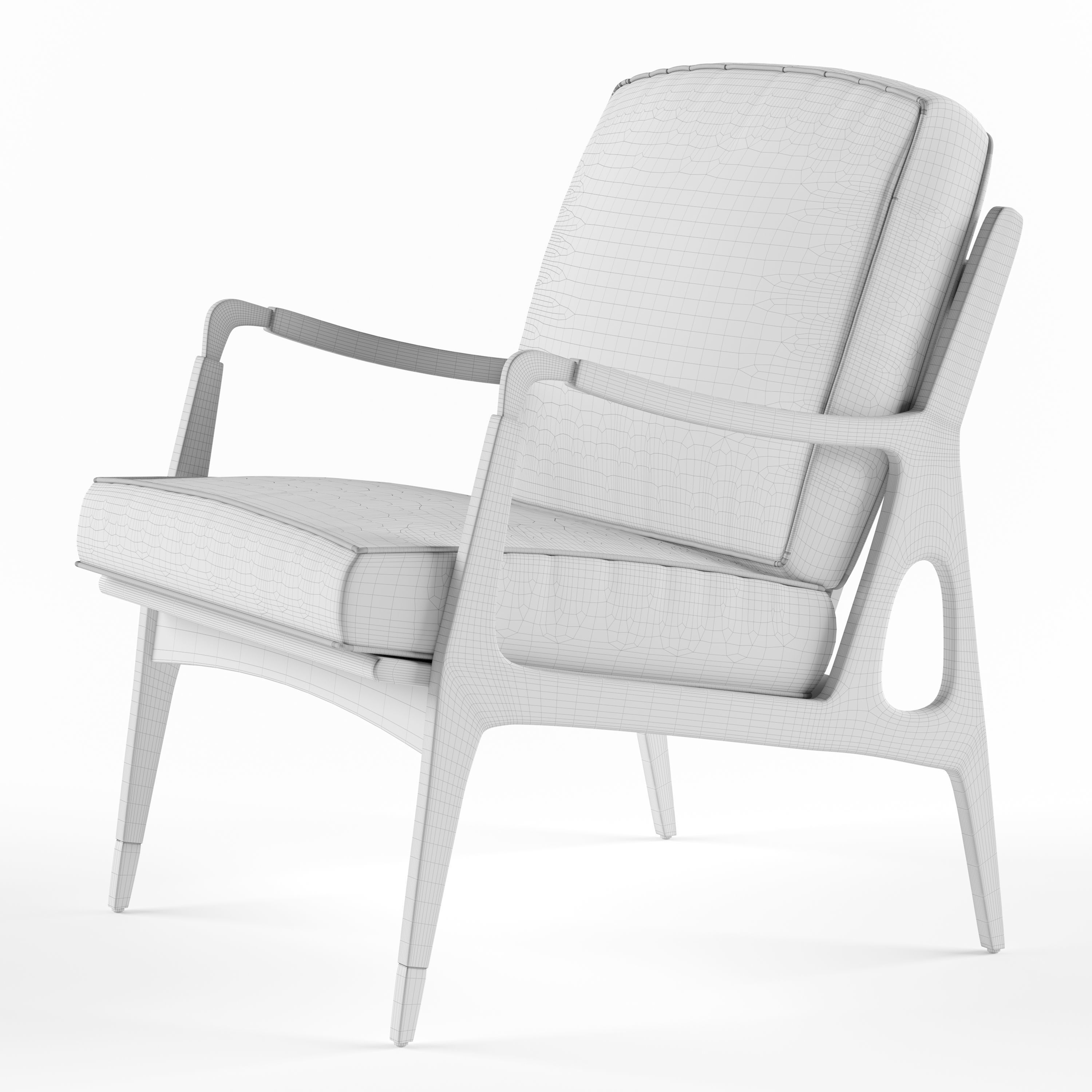 Cream cloth armchair 3D model_2