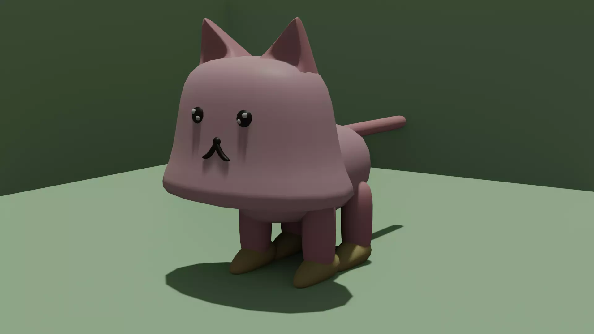 cat pink Low-poly 3D model_0