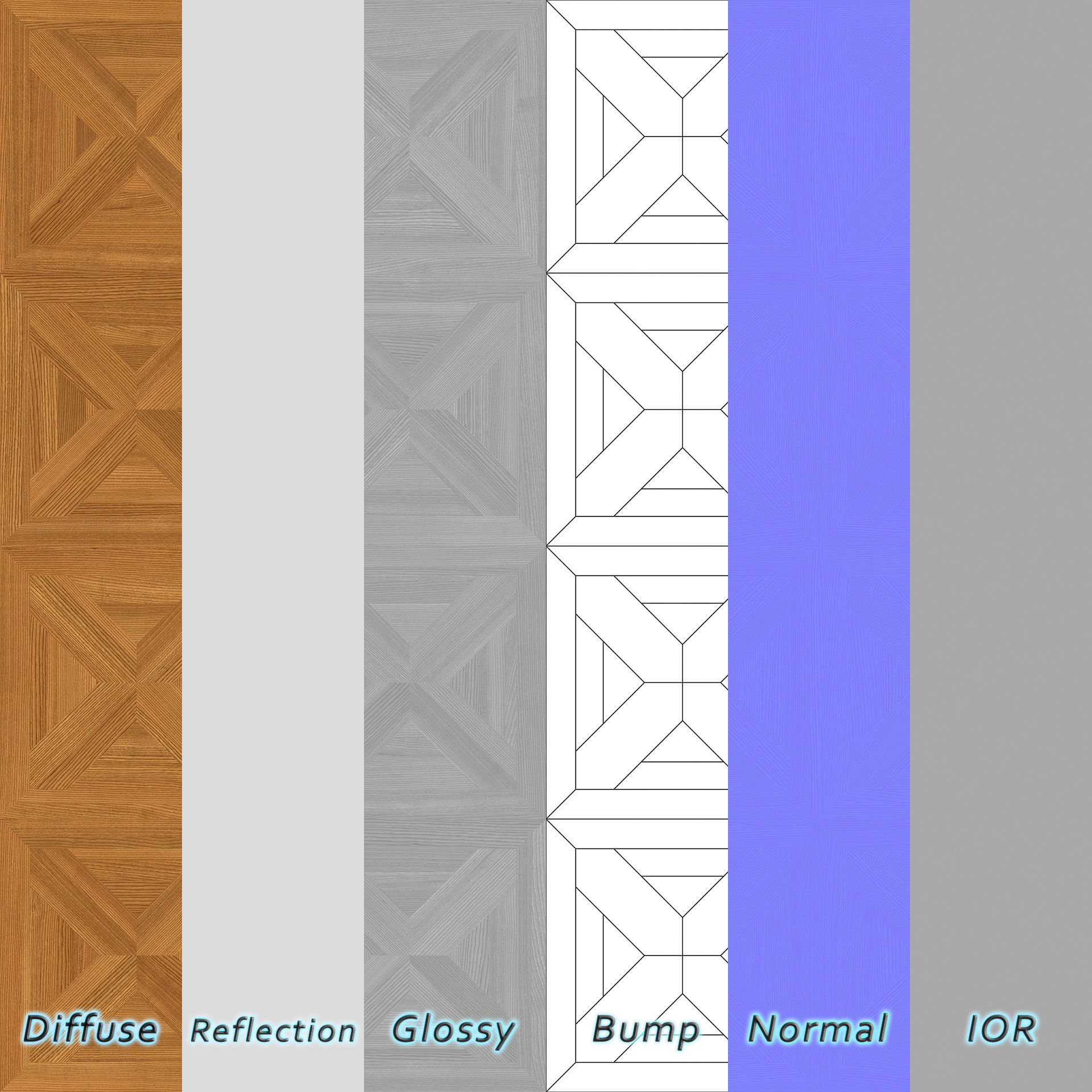 Parquet - Laminate - Wooden floor 4 in 1 3D model_8