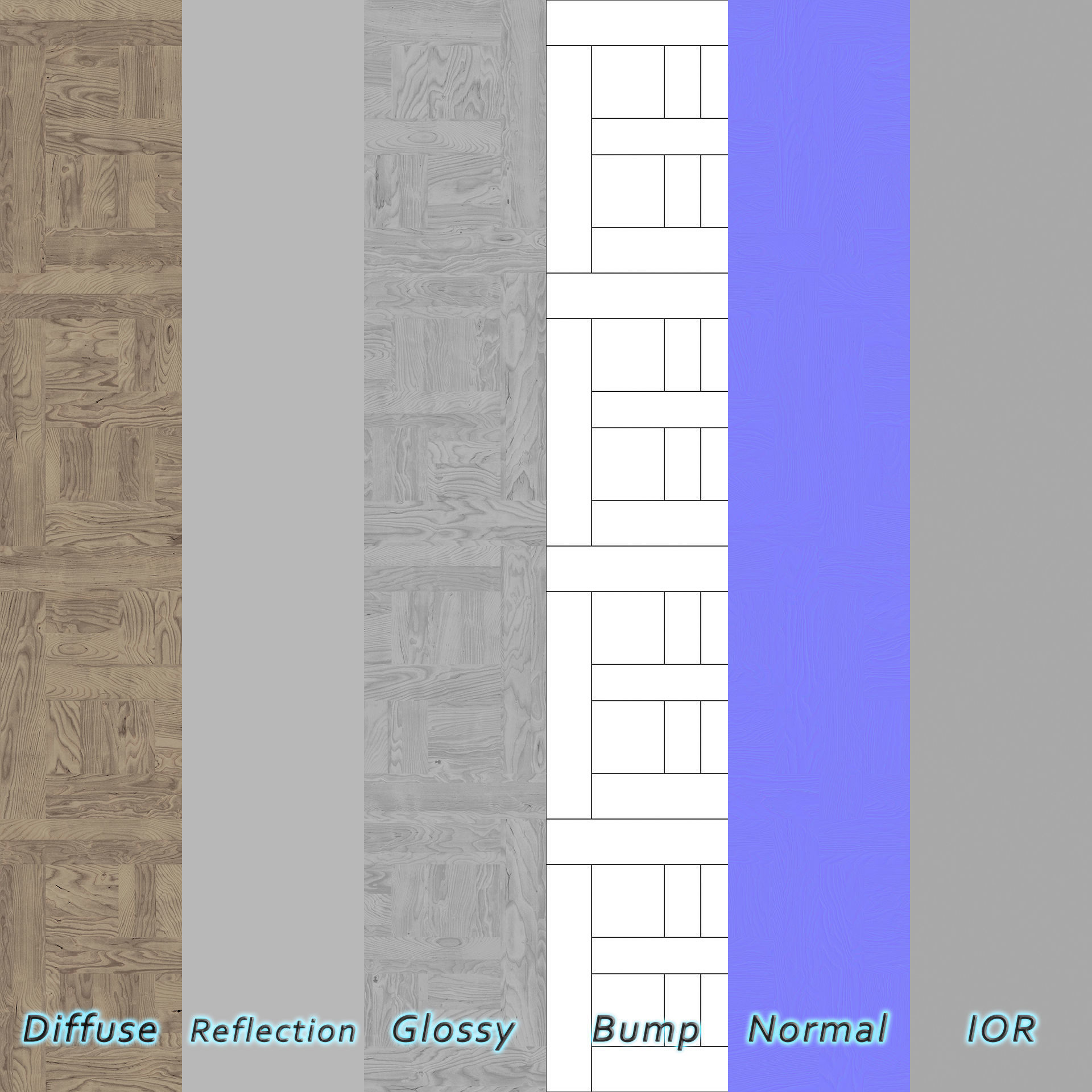 Parquet - Laminate - Wooden floor 4 in 1 3D model_7