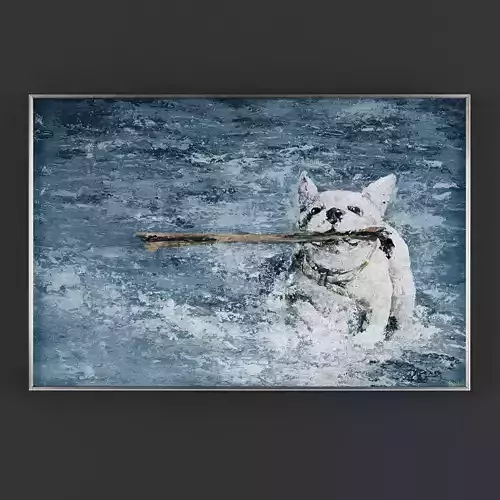 Pictures280 dog in water with stick