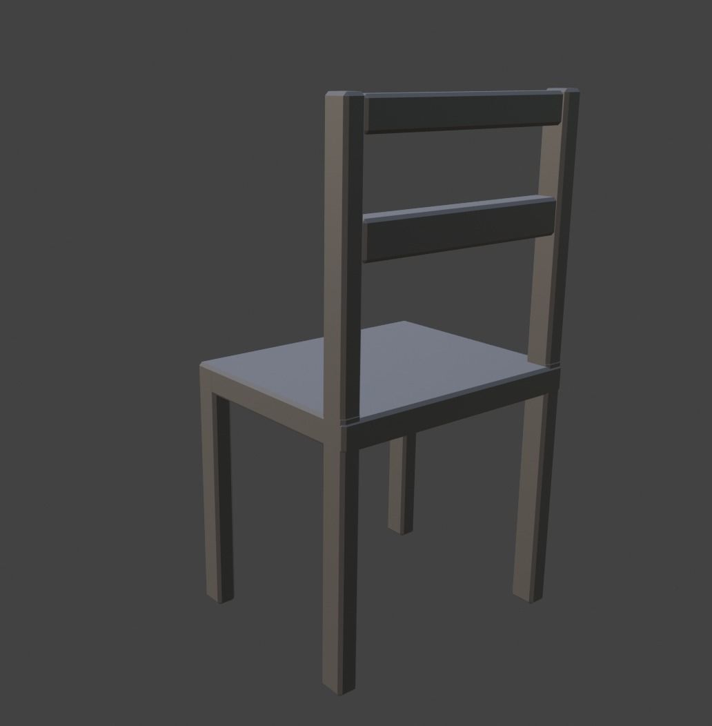 Wooden School Chair Free low-poly 3D model_2