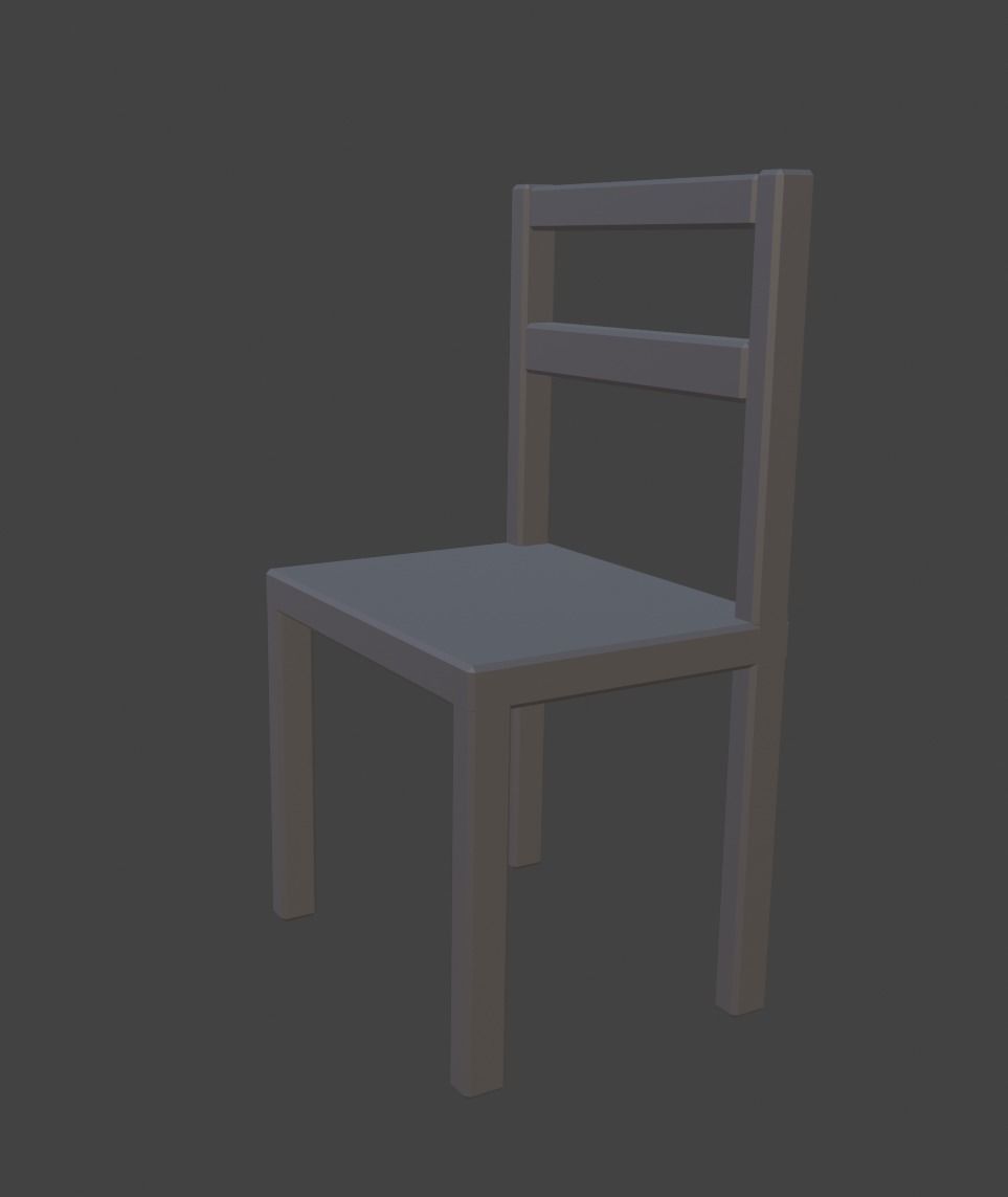 Wooden School Chair Free low-poly 3D model_3