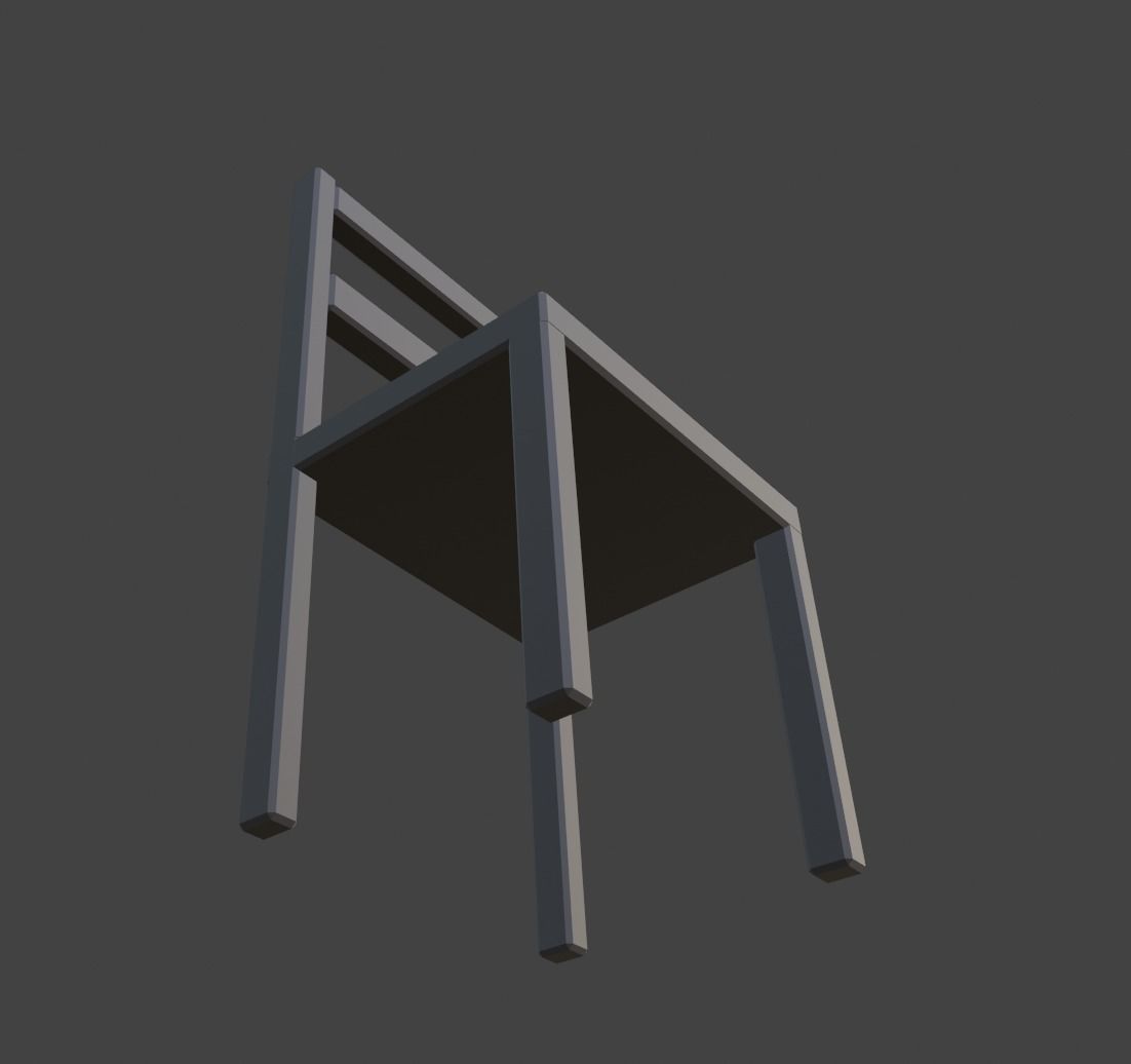 Wooden School Chair Free low-poly 3D model_4