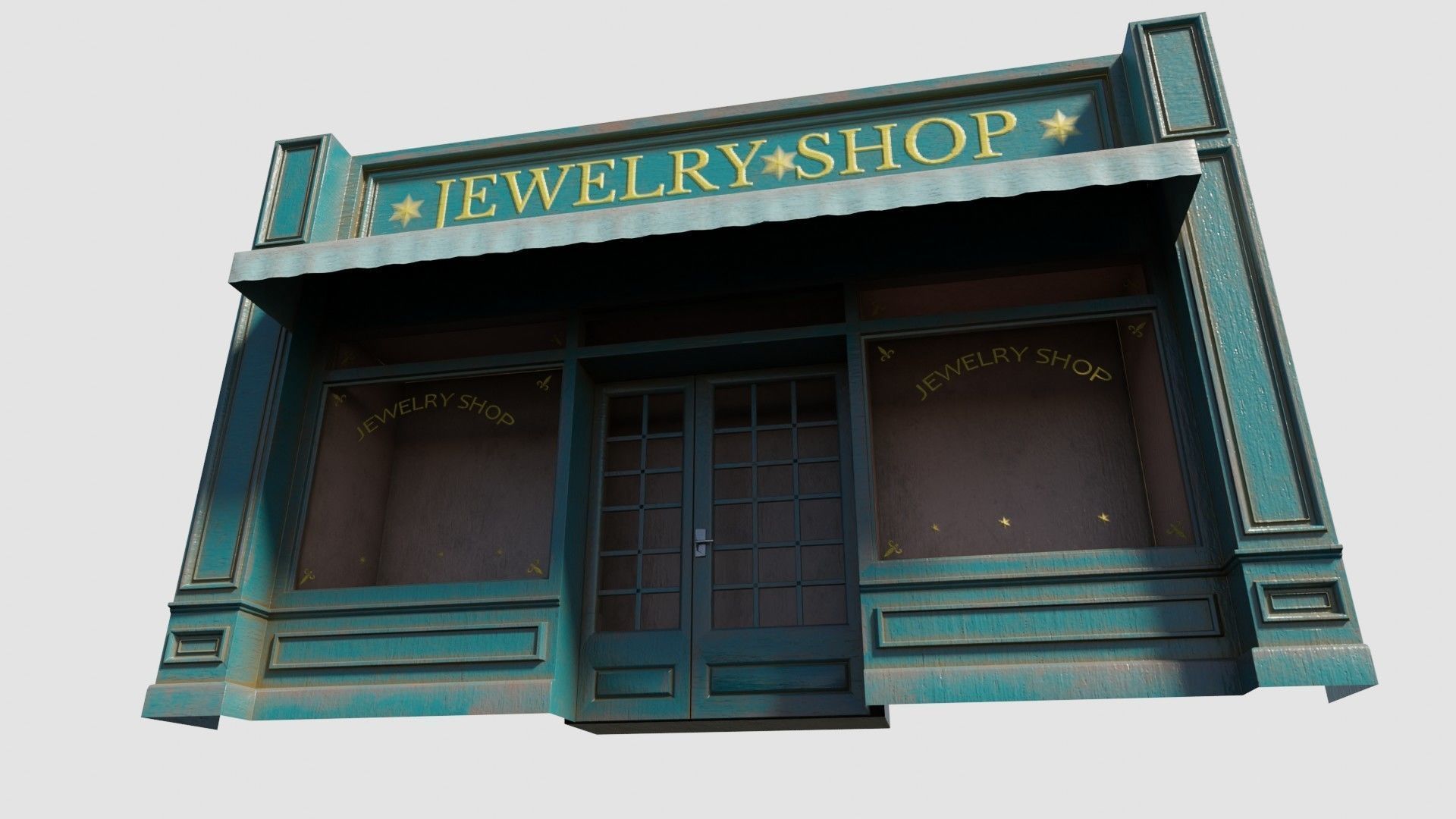 city shop front with 4k pbr textures Low-poly 3D model_5