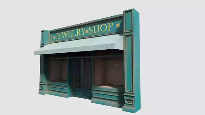 city shop front with 4k pbr textures Low-poly 3D model