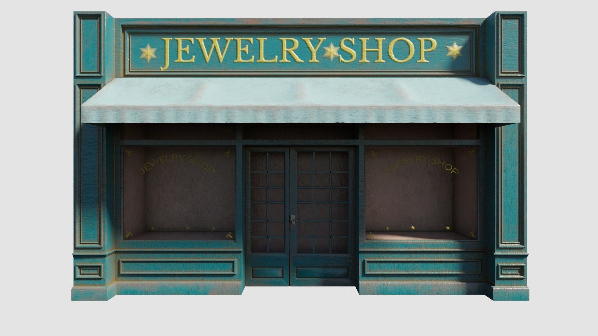 city shop front with 4k pbr textures Low-poly 3D model_2