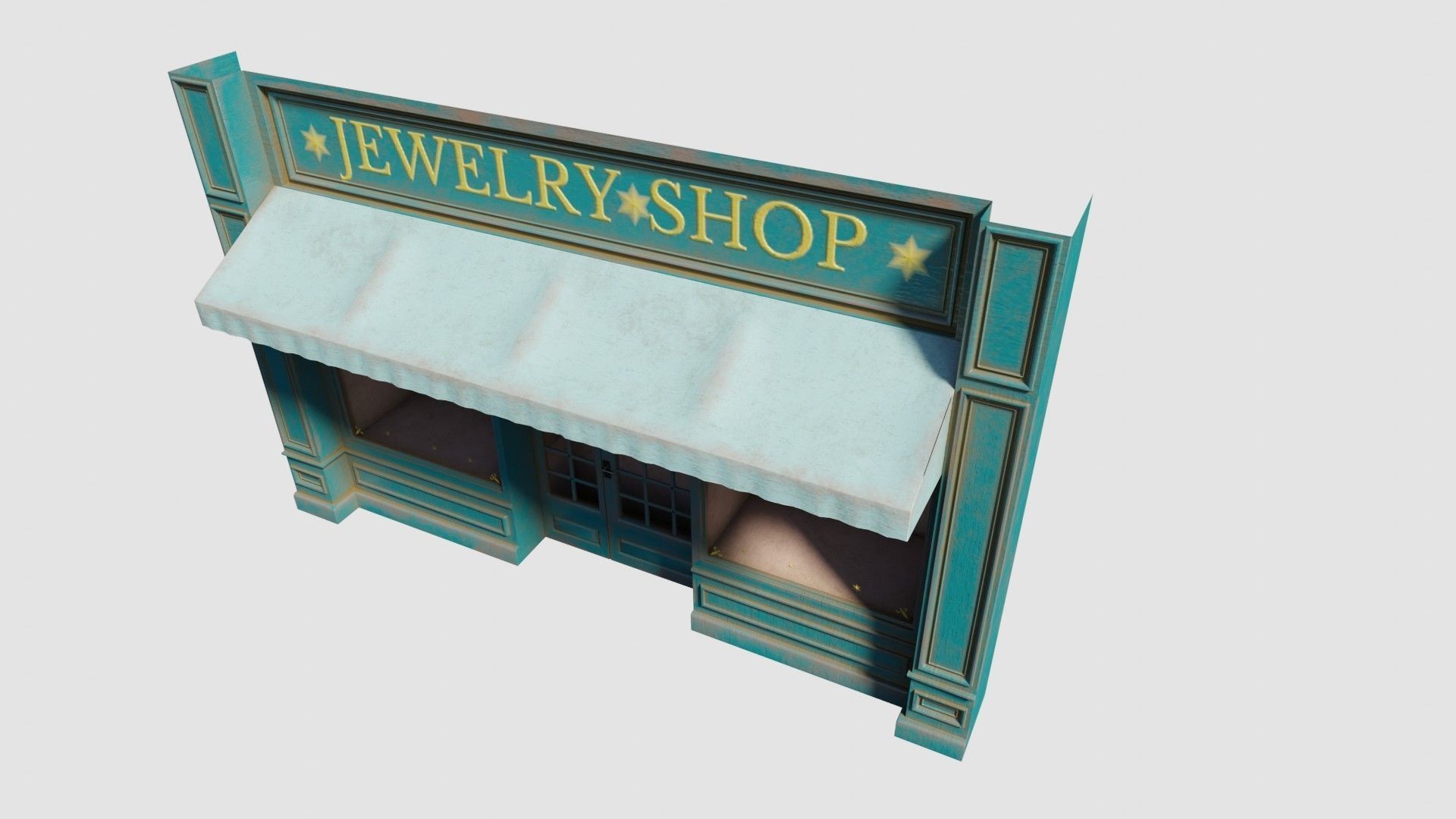 city shop front with 4k pbr textures Low-poly 3D model_1