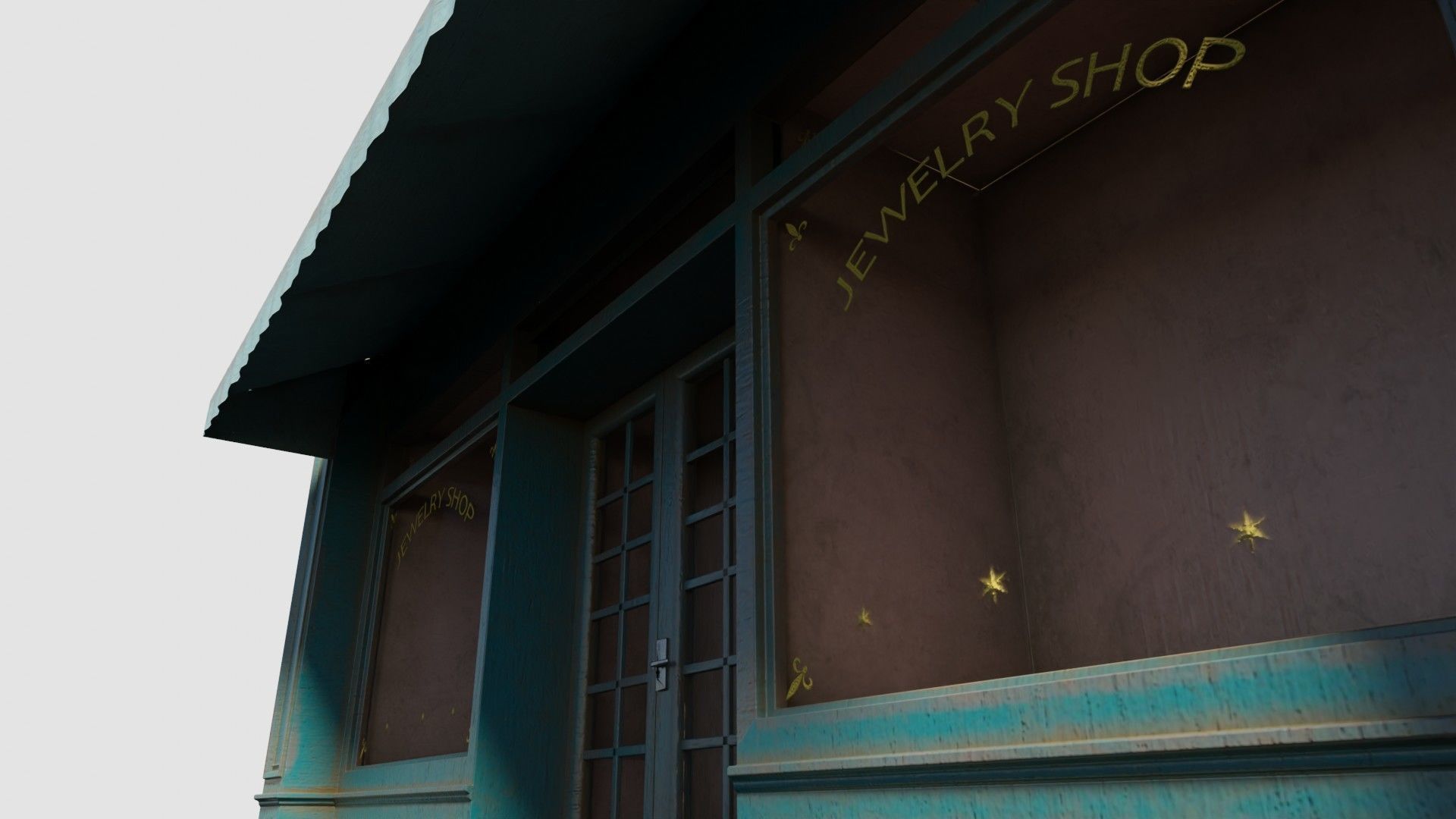city shop front with 4k pbr textures Low-poly 3D model_6