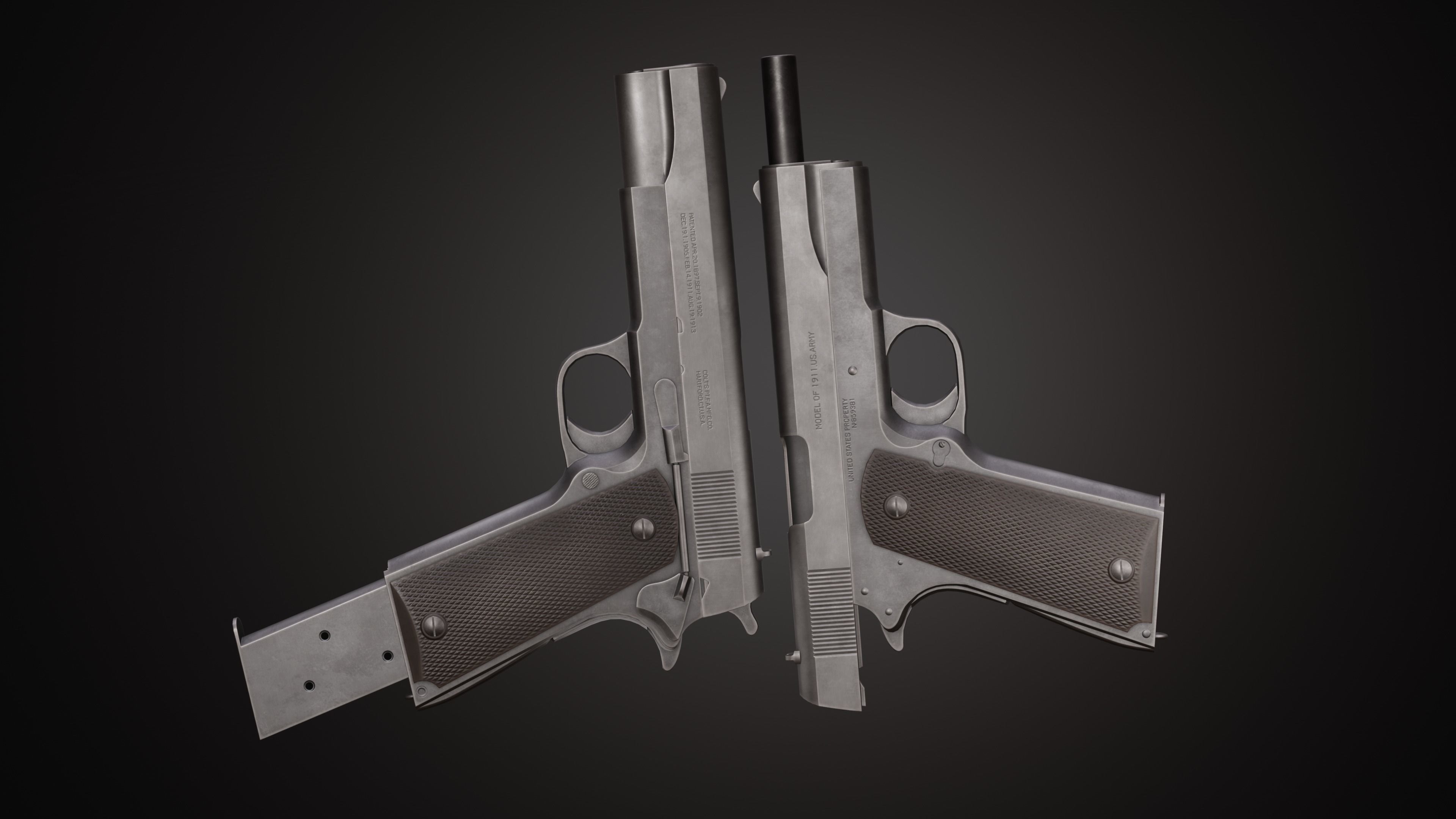 Colt 1911 Low-poly 3D model_7