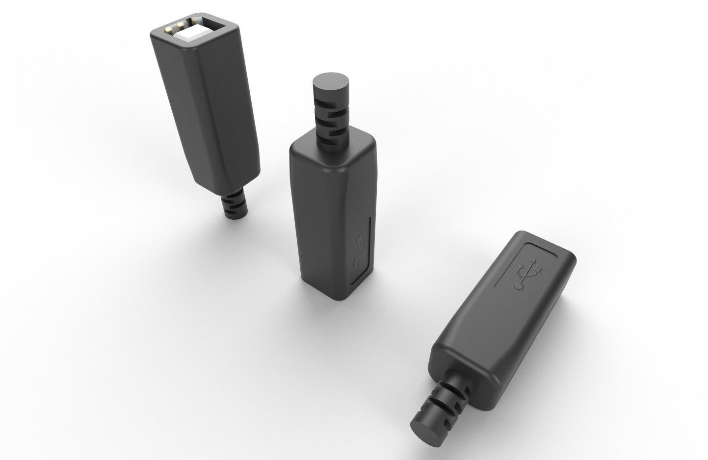 USB M10 Type B 20 Female Low-poly 3D model_26