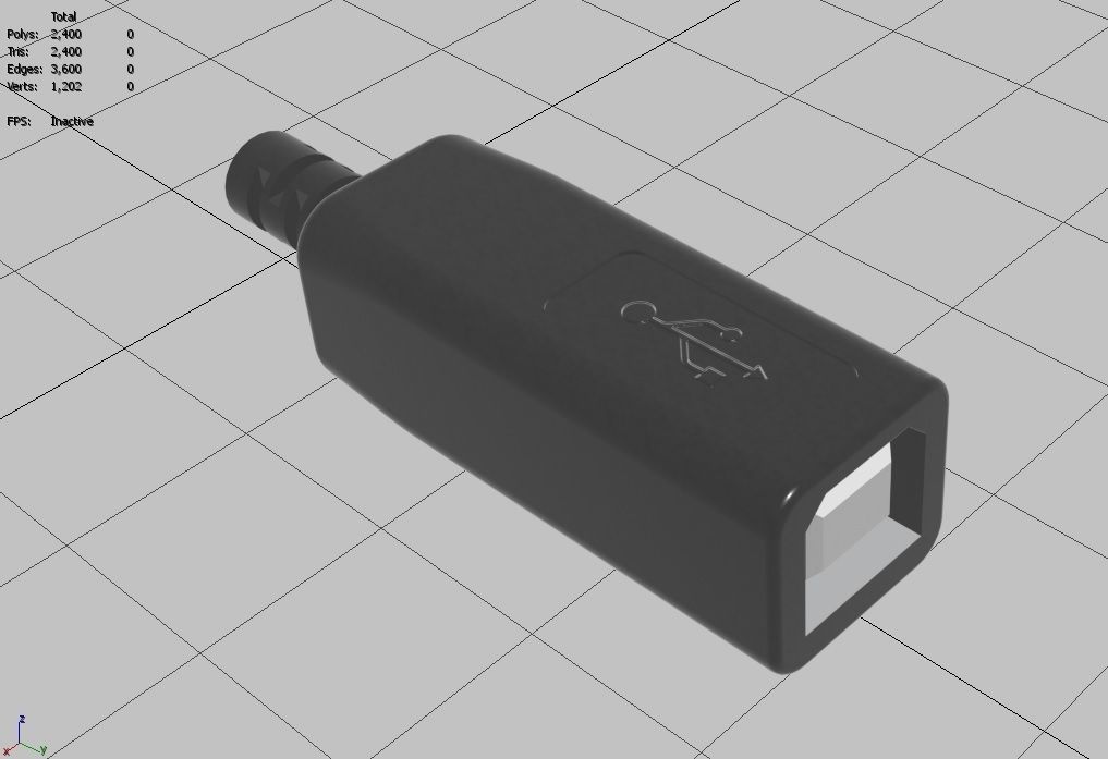 USB M10 Type B 20 Female Low-poly 3D model_31