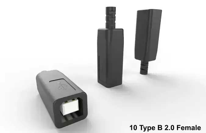 USB M10  Type B 20 Female Low-poly 3D model