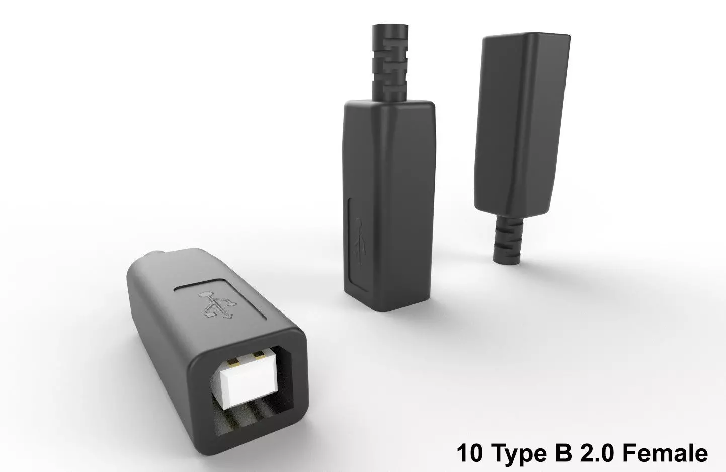 USB M10 Type B 20 Female Low-poly 3D model_0